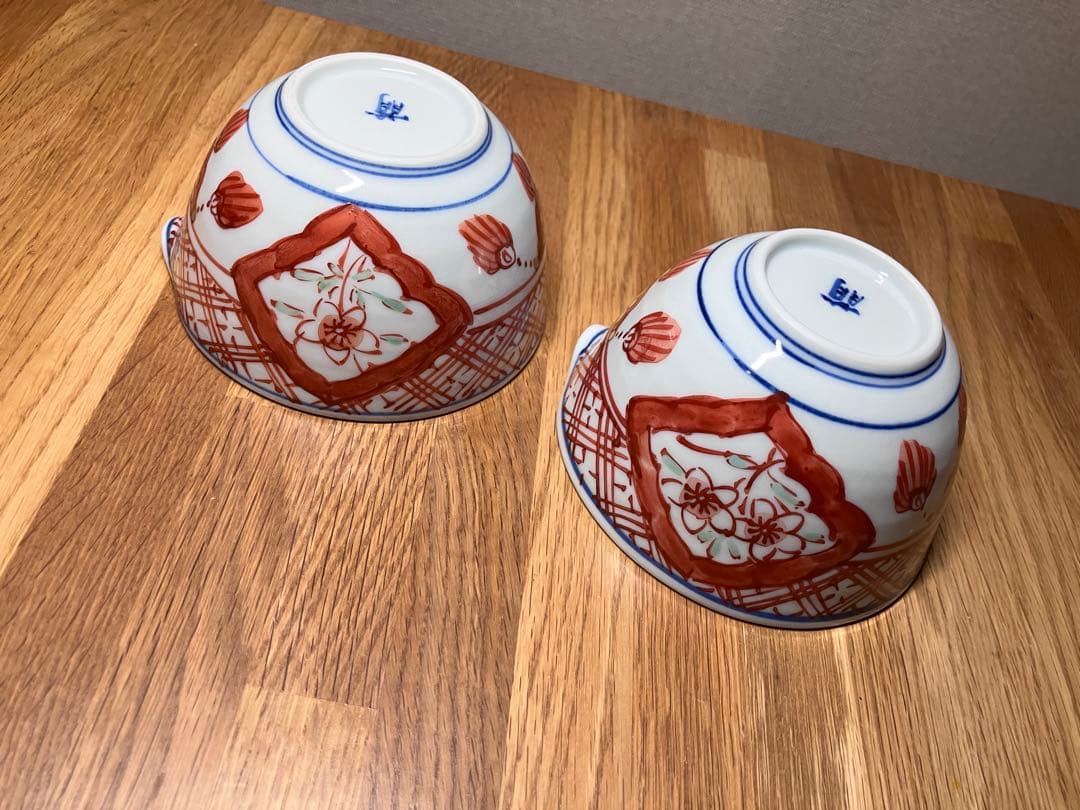 2個セット 九谷焼 萠窯  片口 赤絵瓔珞文　小サイズ 赤絵　萌窯