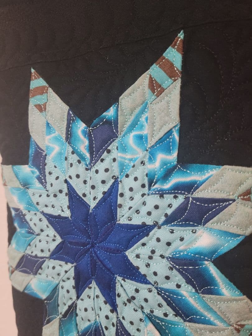 筒型２ウェイショルダーバック　スターのパッチワーク　パッチワークバック