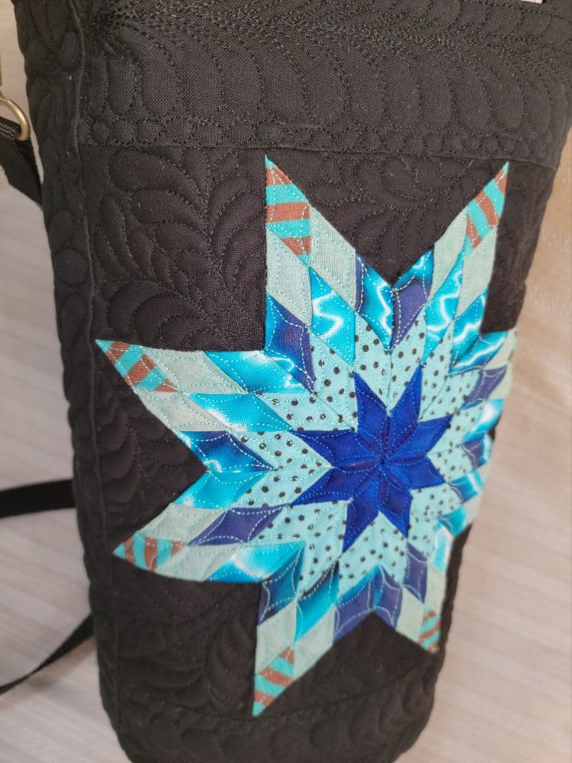 筒型２ウェイショルダーバック　スターのパッチワーク　パッチワークバック