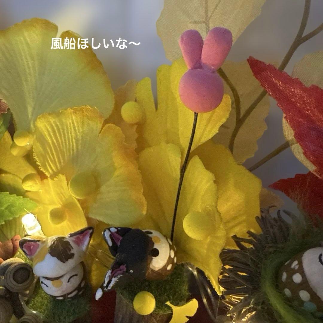 どんぐりアート♡猫帽子　紅葉狩りBIGオブジェ♡