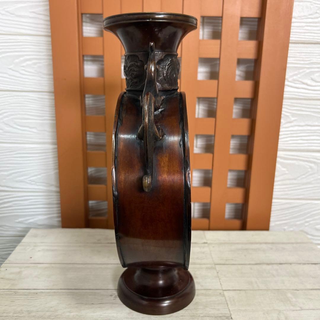 古銅七宝　花瓶　七宝焼　中国　金龍堂造　古美術　アンティーク