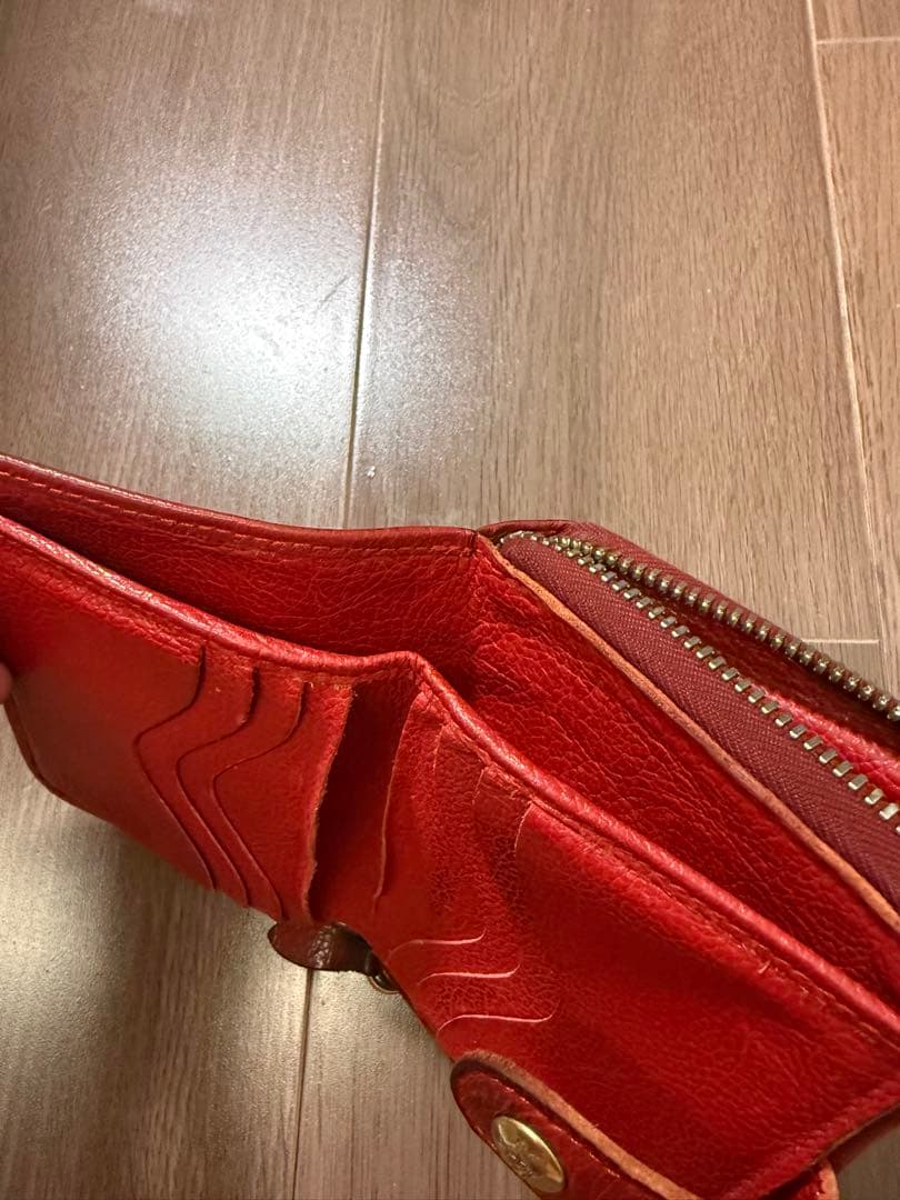 IL BISONTE イルビゾンテ 二つ折り財布 本革 赤