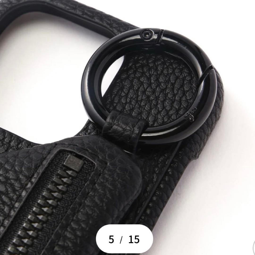  FLASH ajewエジューひも付き iPhone15 BLACK