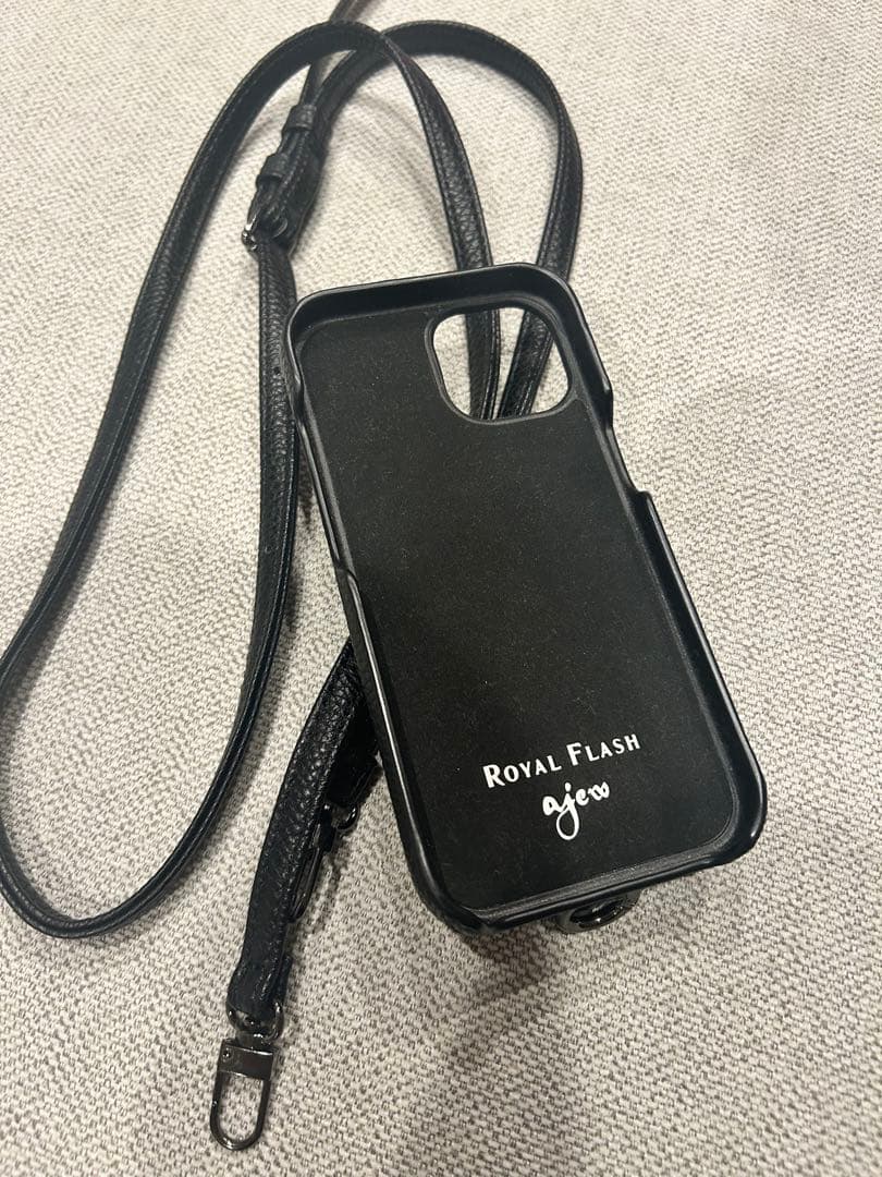  FLASH ajewエジューひも付き iPhone15 BLACK