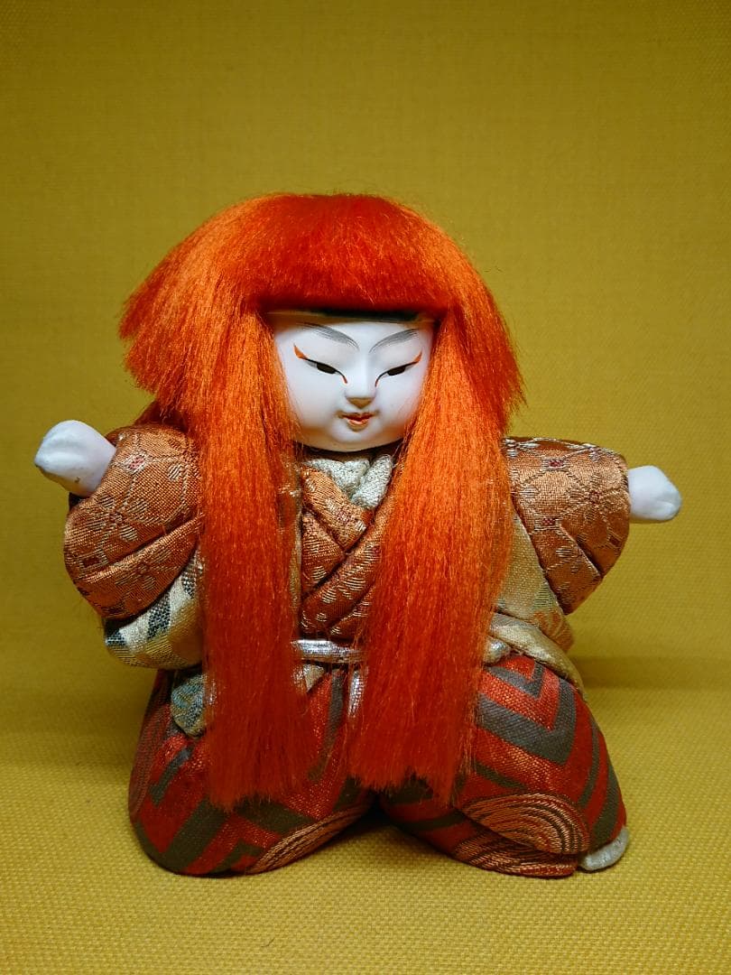 【美品】人形　木目込み　紅白　獅子　置物　インテリア　工芸品　美術品　A1320