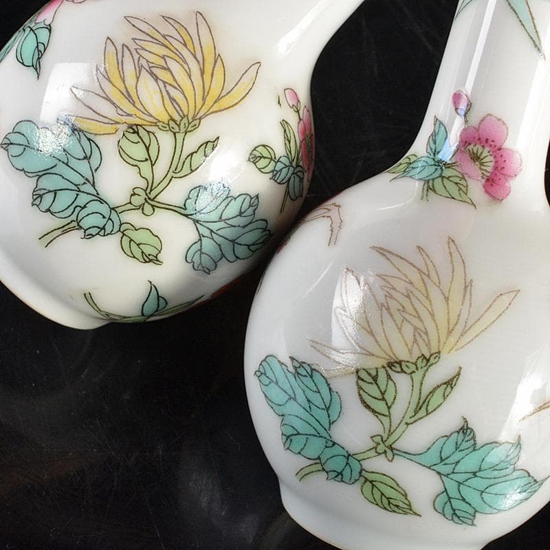 中国　中国景徳鎮款　粉彩　花文　小瓶　2点まとめて　V　R6648