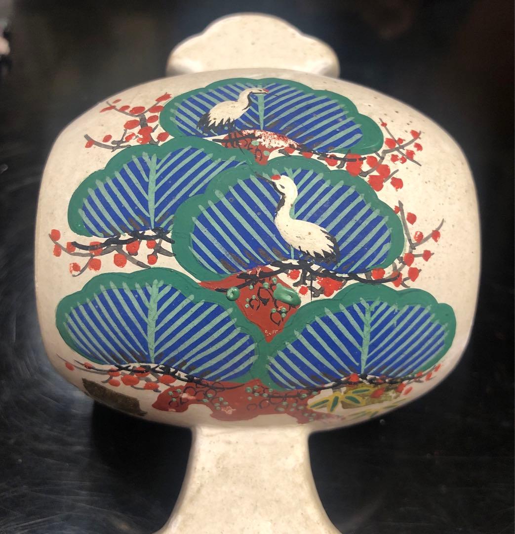 昭和レトロ　置物 京焼 小槌 色絵 銘箱 日本製 アンティーク 装飾品