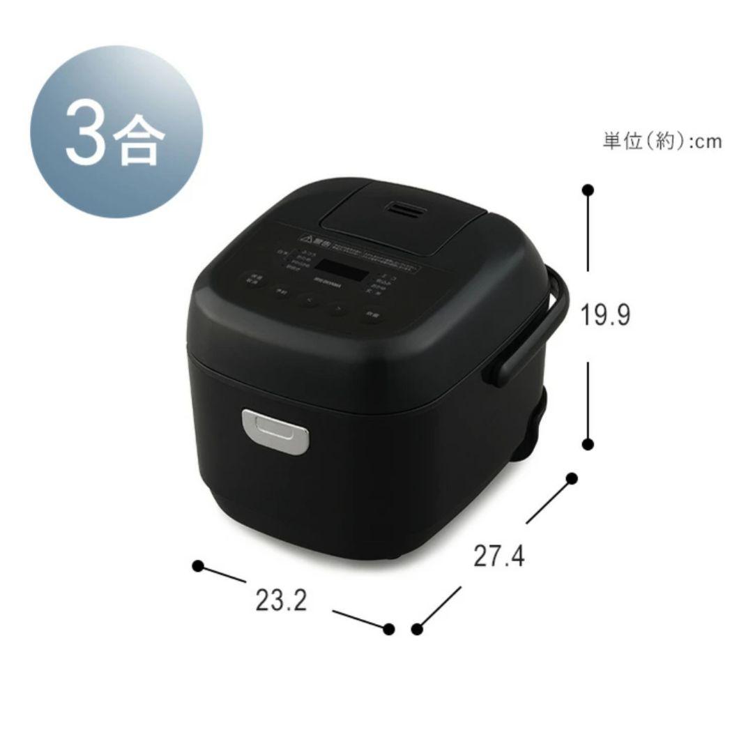 アイリスオーヤマ 炊飯器 3合 ブラック マイコン式