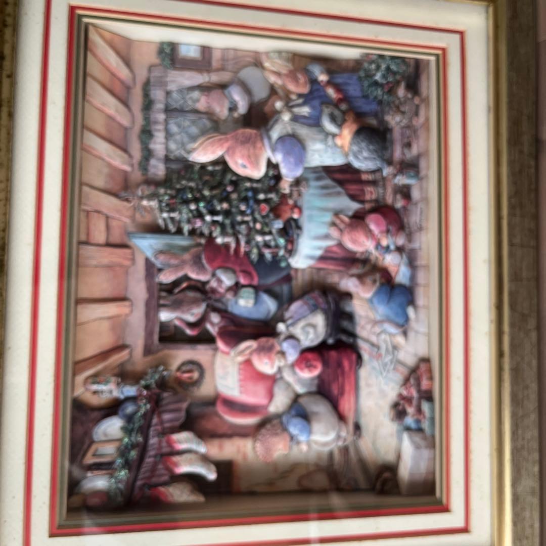 クリスマスアート：ピーターラビット　3Dアート額入り