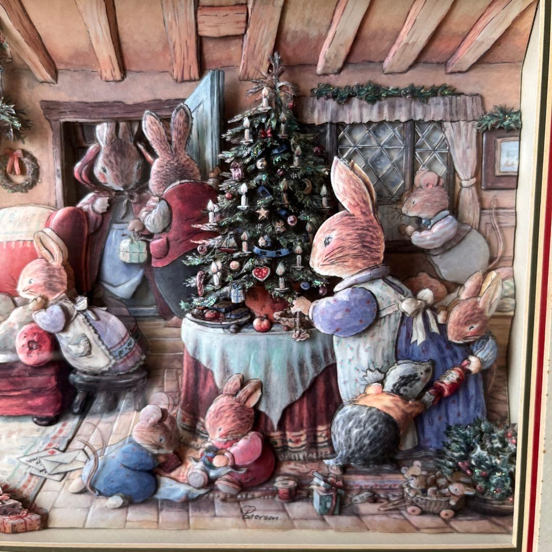 クリスマスアート：ピーターラビット　3Dアート額入り