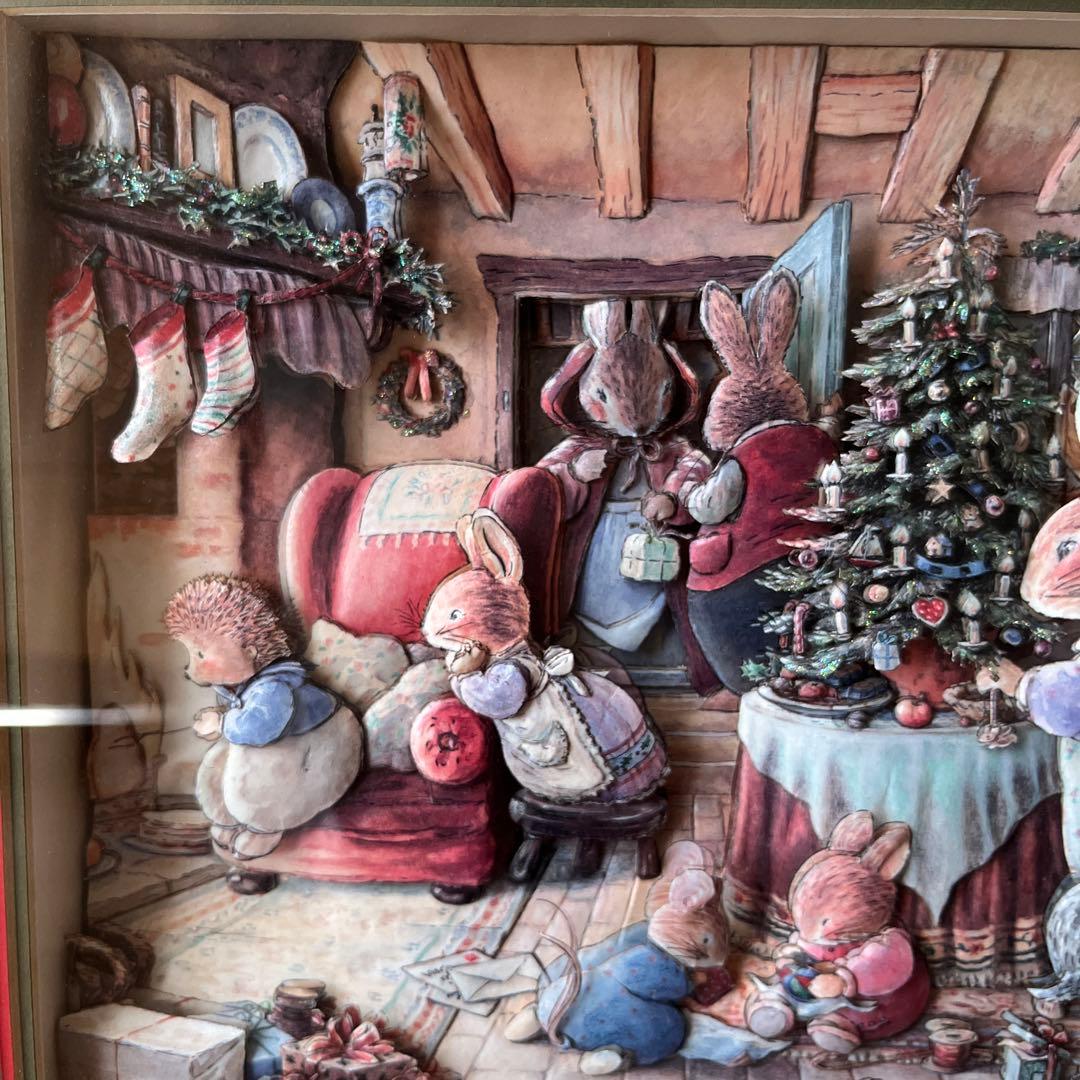 クリスマスアート：ピーターラビット　3Dアート額入り
