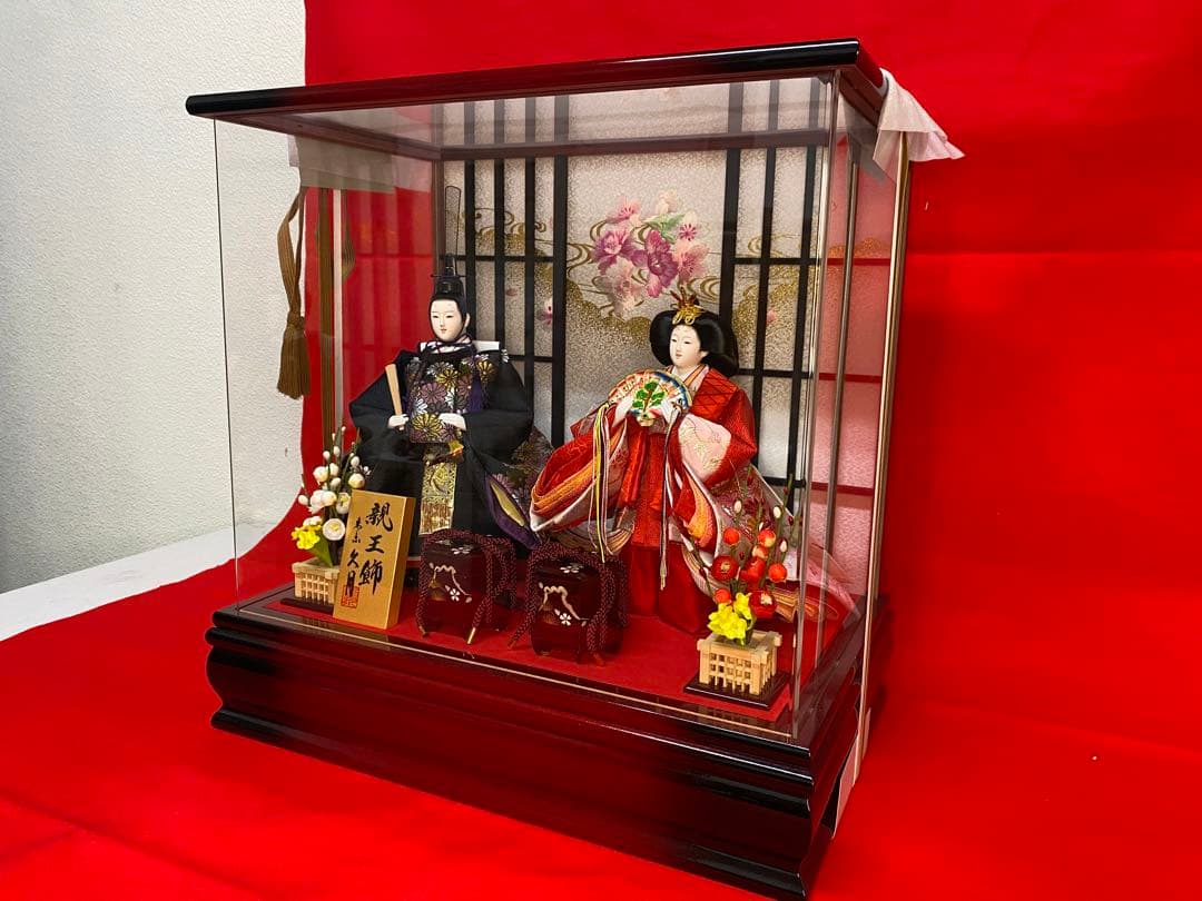 東京久月　雛人形　立親王アクリルケース飾り・間口約４２×奥行約２８×高さ約４３㎝