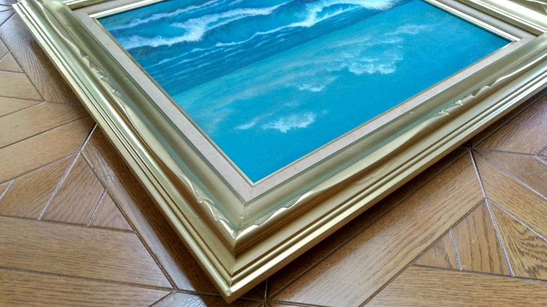 油彩画「夏の海 」油絵 風景画 絵画 F8 原画