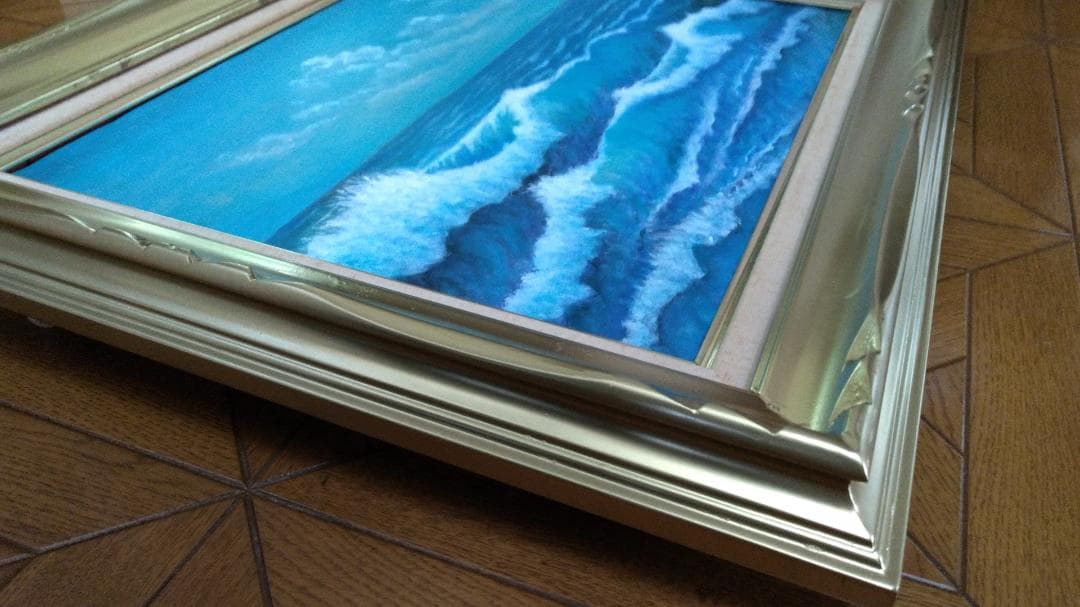 油彩画「夏の海 」油絵 風景画 絵画 F8 原画