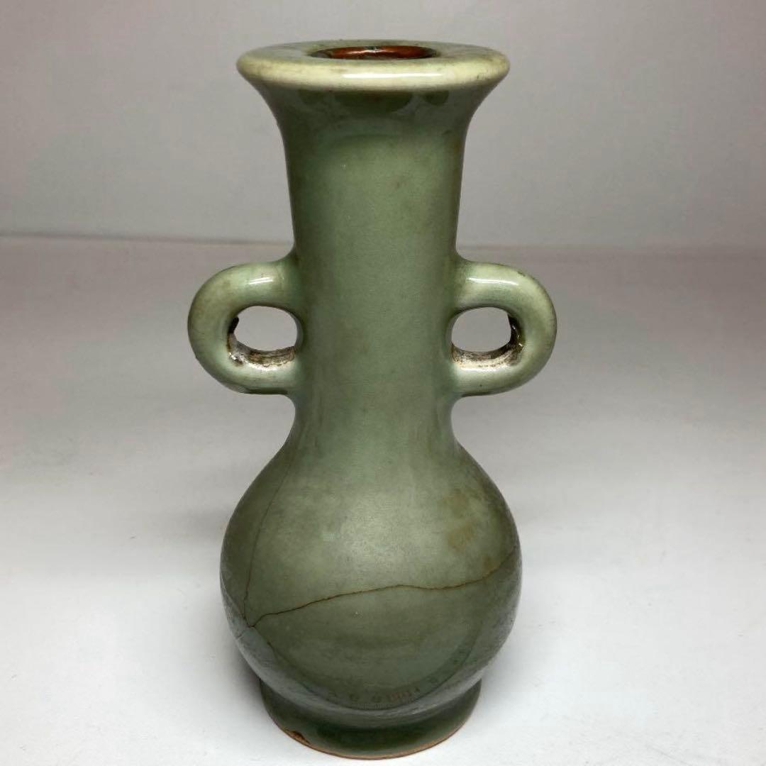 中国龍泉青磁の花入 高さ17cm