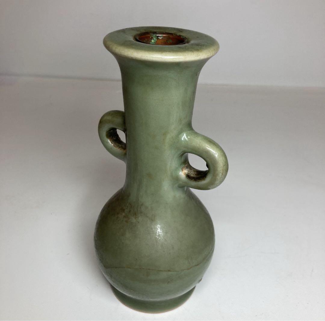 中国龍泉青磁の花入 高さ17cm