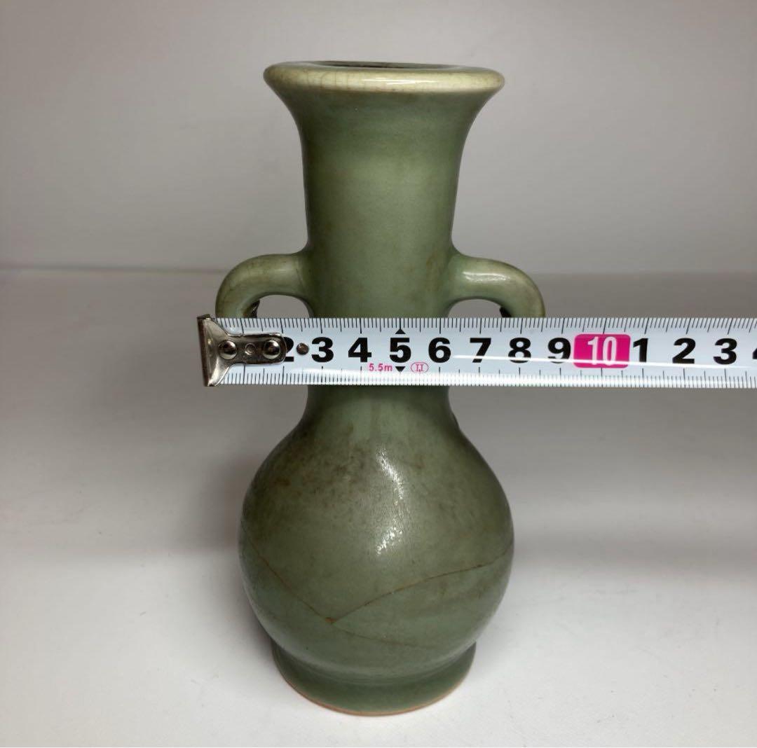 中国龍泉青磁の花入 高さ17cm