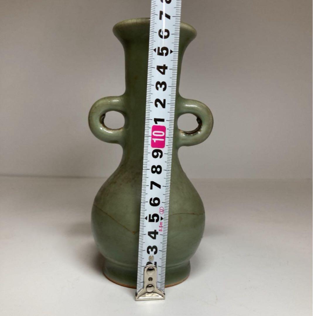 中国龍泉青磁の花入 高さ17cm