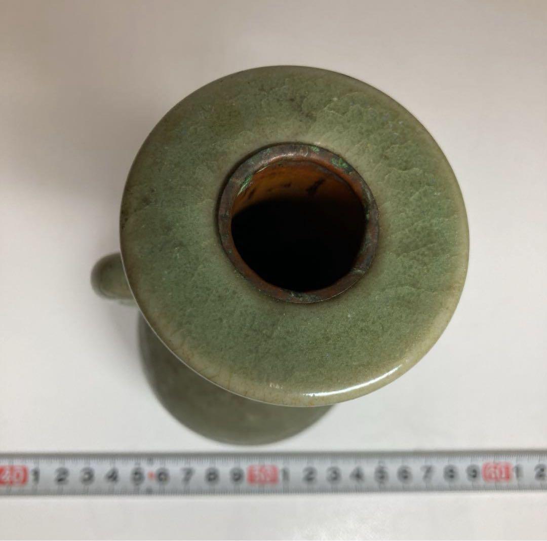 中国龍泉青磁の花入 高さ17cm