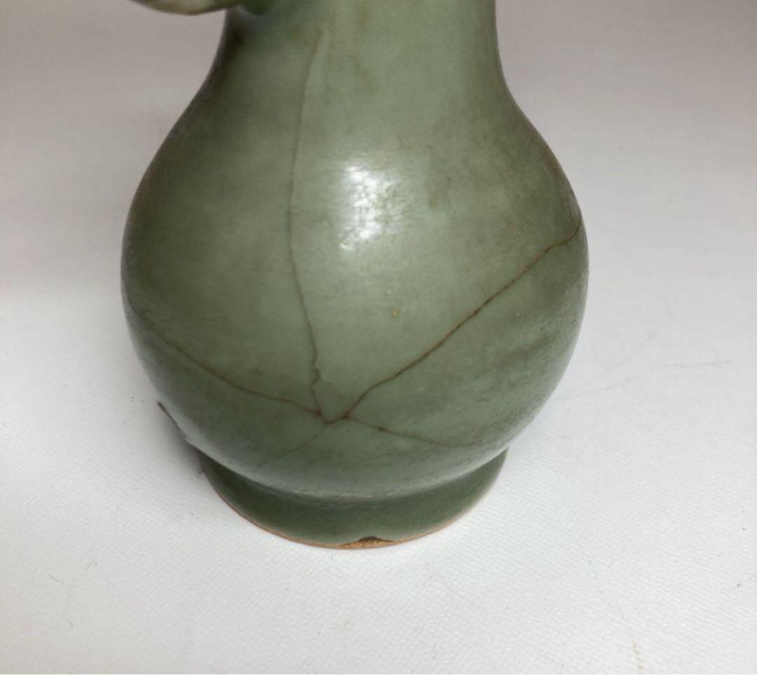 中国龍泉青磁の花入 高さ17cm