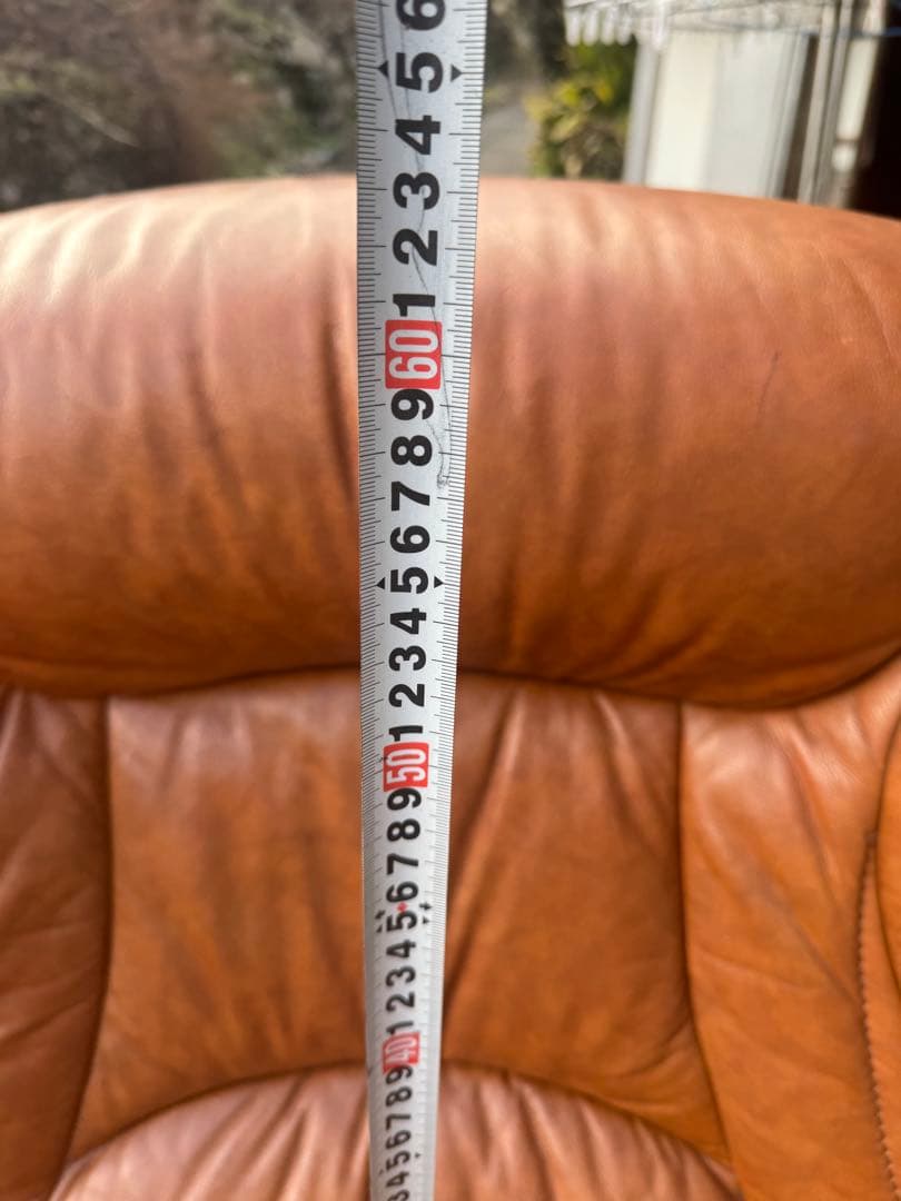 ブラウンレザー高背もたれ1人掛けソファ