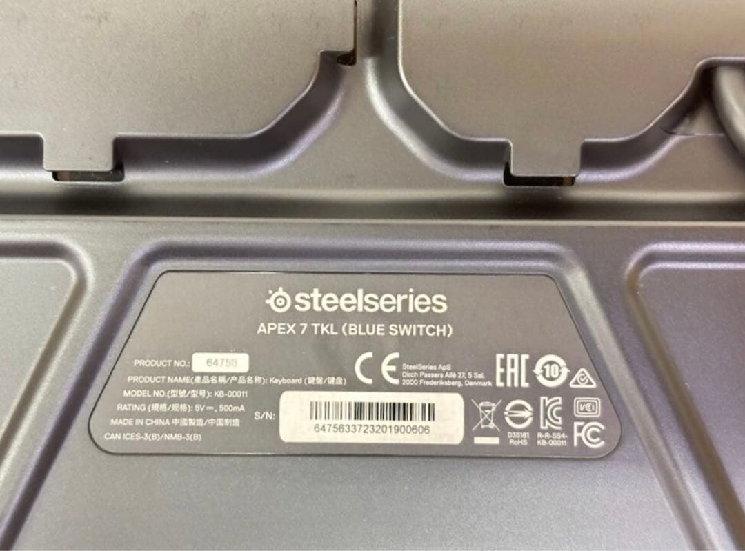 SteelSeries Apex 7 TKL JP 青軸 64756