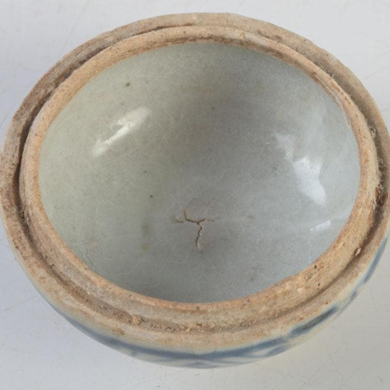 中国　宋胡録　青花　香合　盒子　C　A70