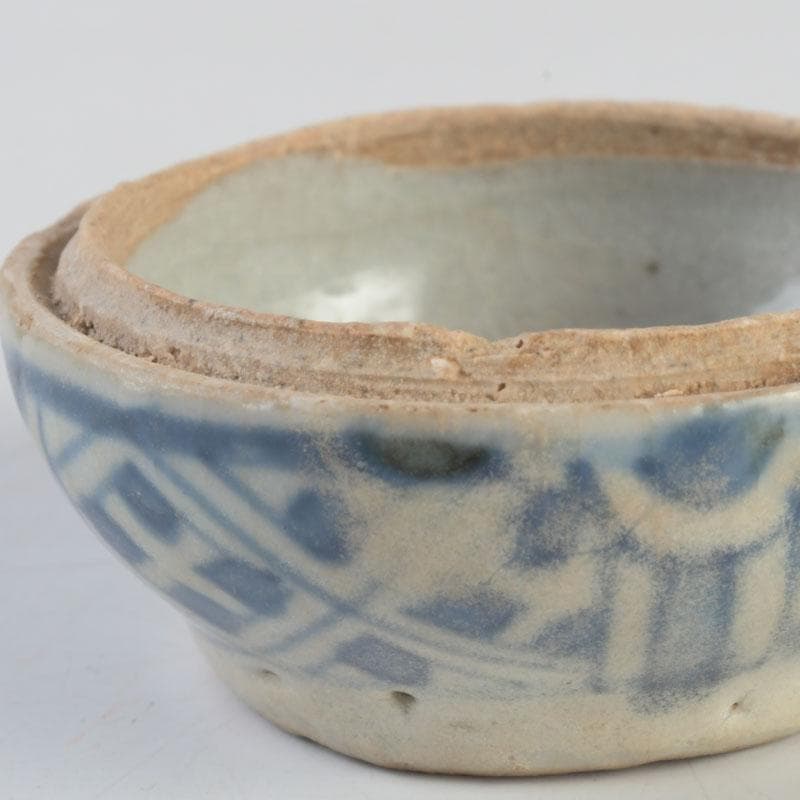 中国　宋胡録　青花　香合　盒子　C　A70