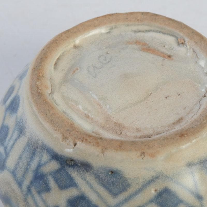 中国　宋胡録　青花　香合　盒子　C　A70