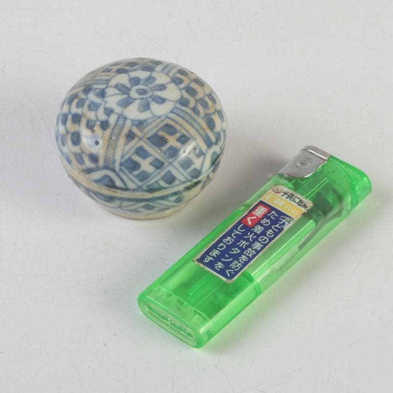 中国　宋胡録　青花　香合　盒子　C　A70