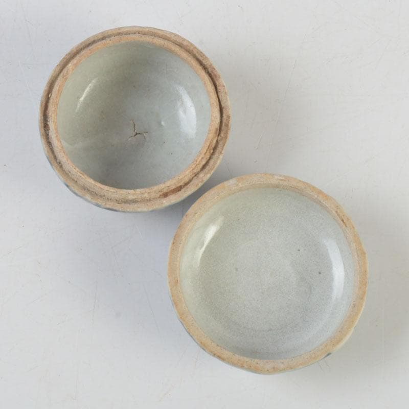 中国　宋胡録　青花　香合　盒子　C　A70