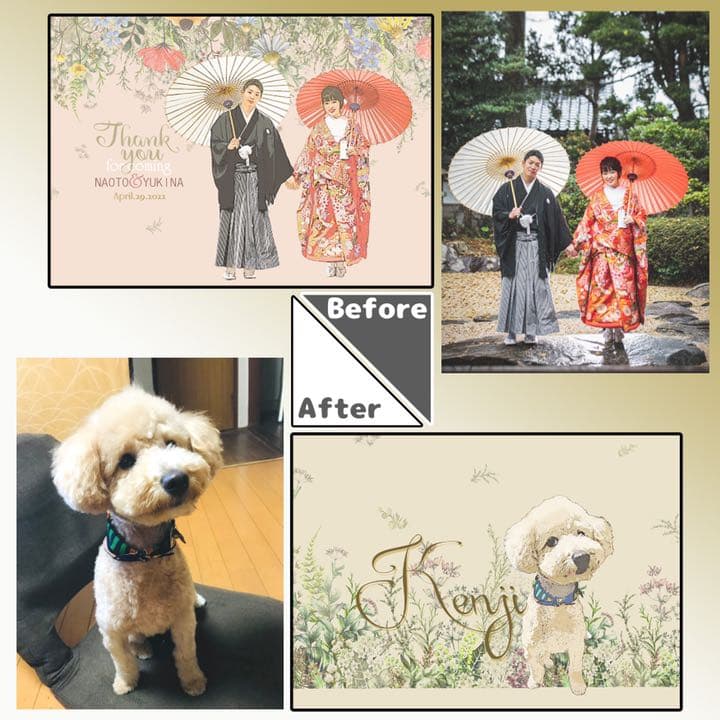 前撮り ウェルカムボード ウェルカムスペース 結婚祝い 似顔絵 結婚式 05