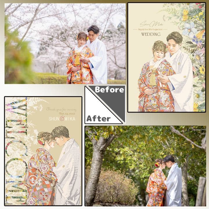 前撮り ウェルカムボード ウェルカムスペース 結婚祝い 似顔絵 結婚式 05