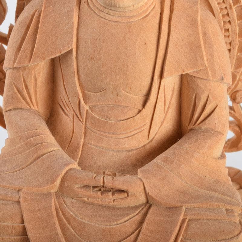 仏教美術　桧彫刻　釈迦如来座像　仏像　蓮華台　C　8870