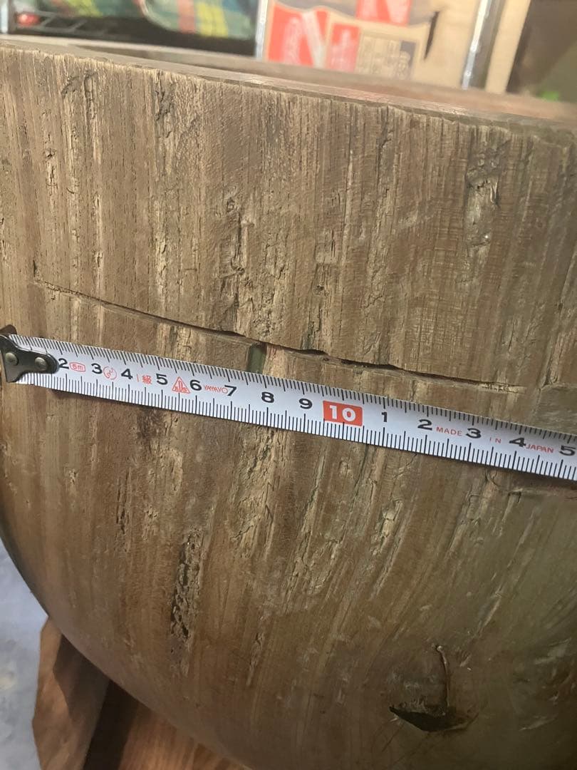 本欅ホンケヤキ 臼 4升欅 杵　ディスプレイ 古道具 アンティーク