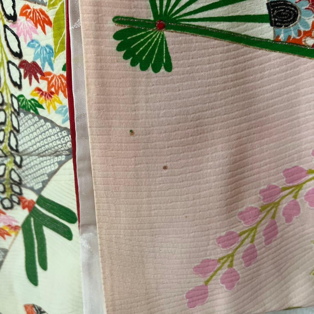 七五三　7歳　アンティーク　白　ピンク　大正ロマン　正絹