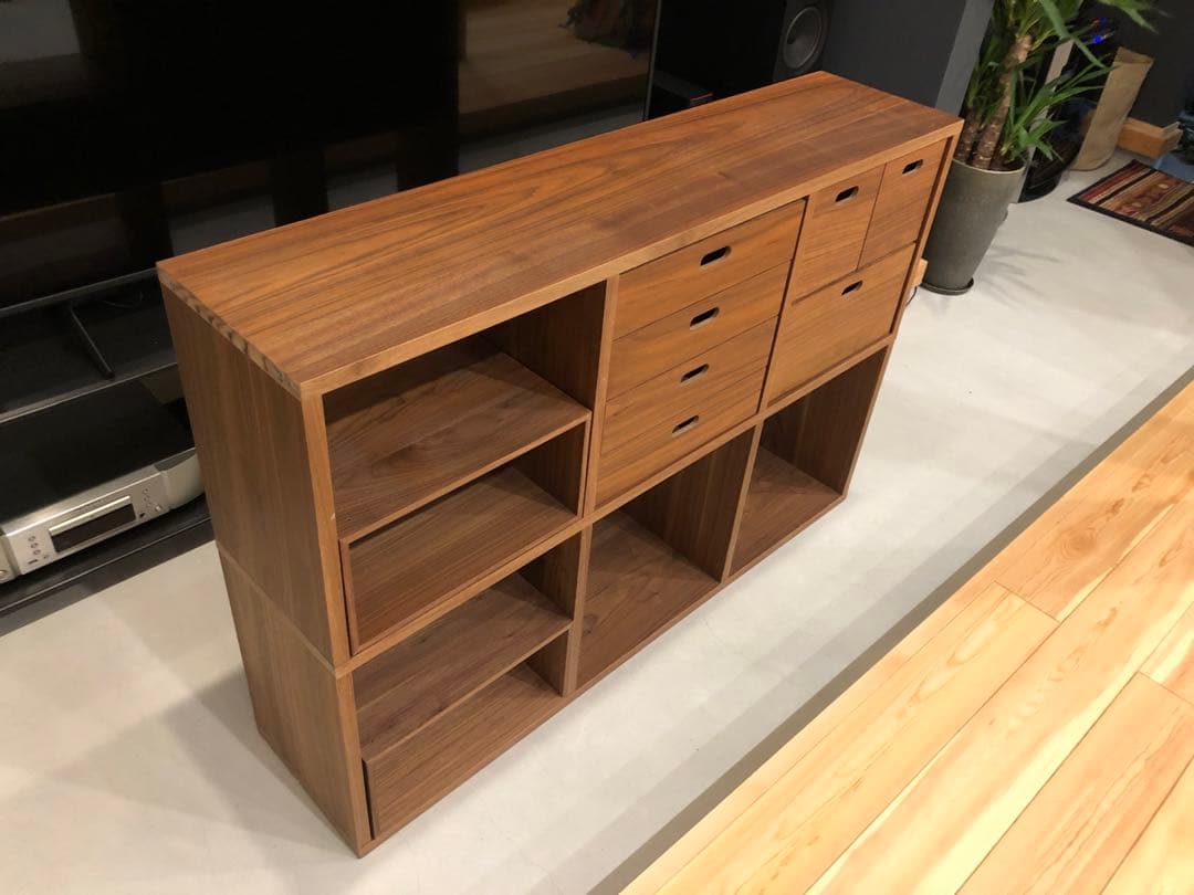 無印 スタッキングシェルフセット 3段×2列 ウォールナット材 引出し 棚 収納