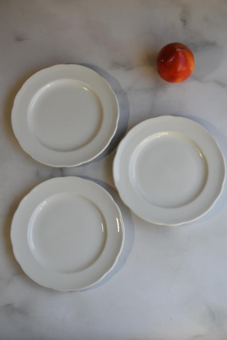 3枚組サルグミンヌ　 PYROBLAN　ビストロ白花リム皿