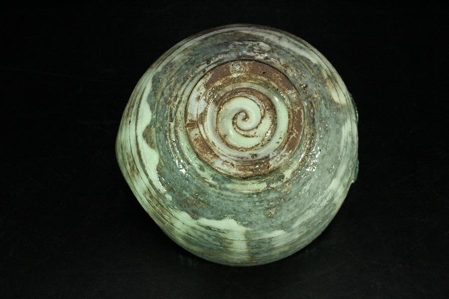 茶道具 桃形 粉引茶碗 共箱(K-A364)