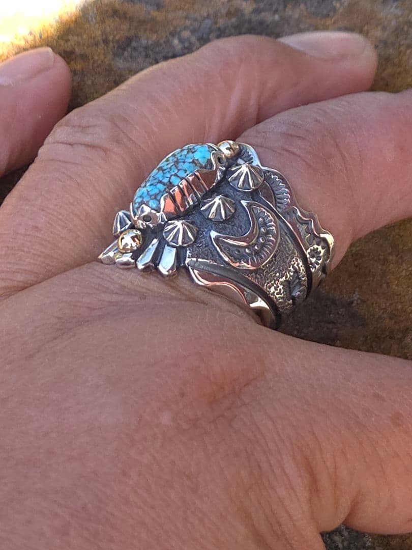 ティンバーラインターコイズ　リング　インディアンジュエリースタイル　ナバホ風