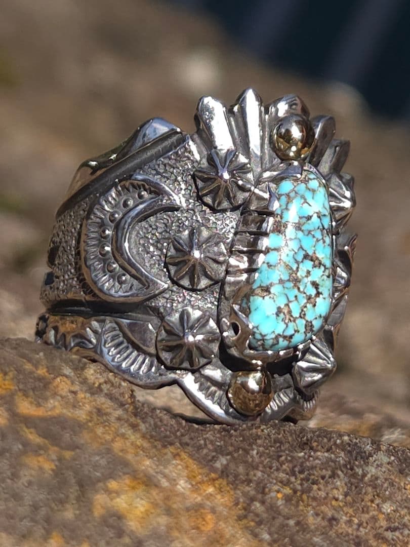 ティンバーラインターコイズ　リング　インディアンジュエリースタイル　ナバホ風