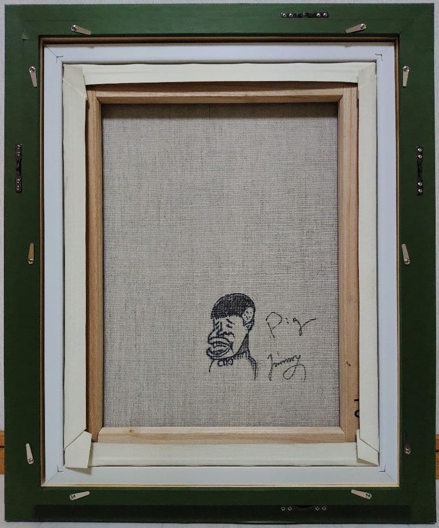 【F6号】ジミー大西【Pig】手描き作品/裏サイン有/油彩/アクリル/絵画/額縁