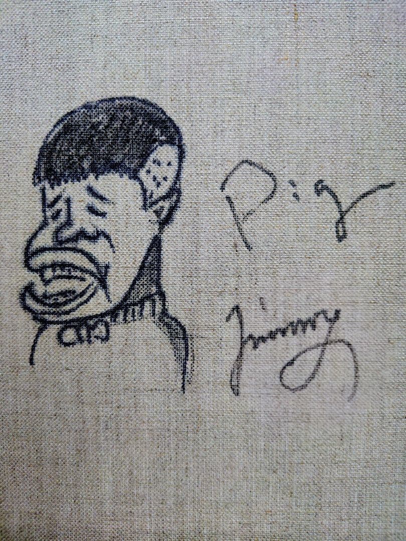 【F6号】ジミー大西【Pig】手描き作品/裏サイン有/油彩/アクリル/絵画/額縁