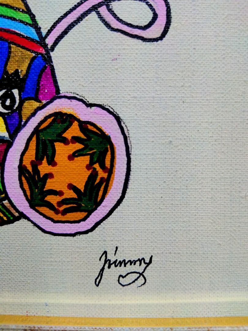 【F6号】ジミー大西【Pig】手描き作品/裏サイン有/油彩/アクリル/絵画/額縁