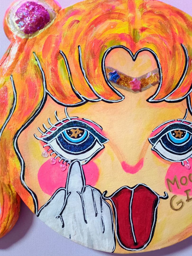 【一点物アート】MOON GIRL−月の子-【丸キャンバス】