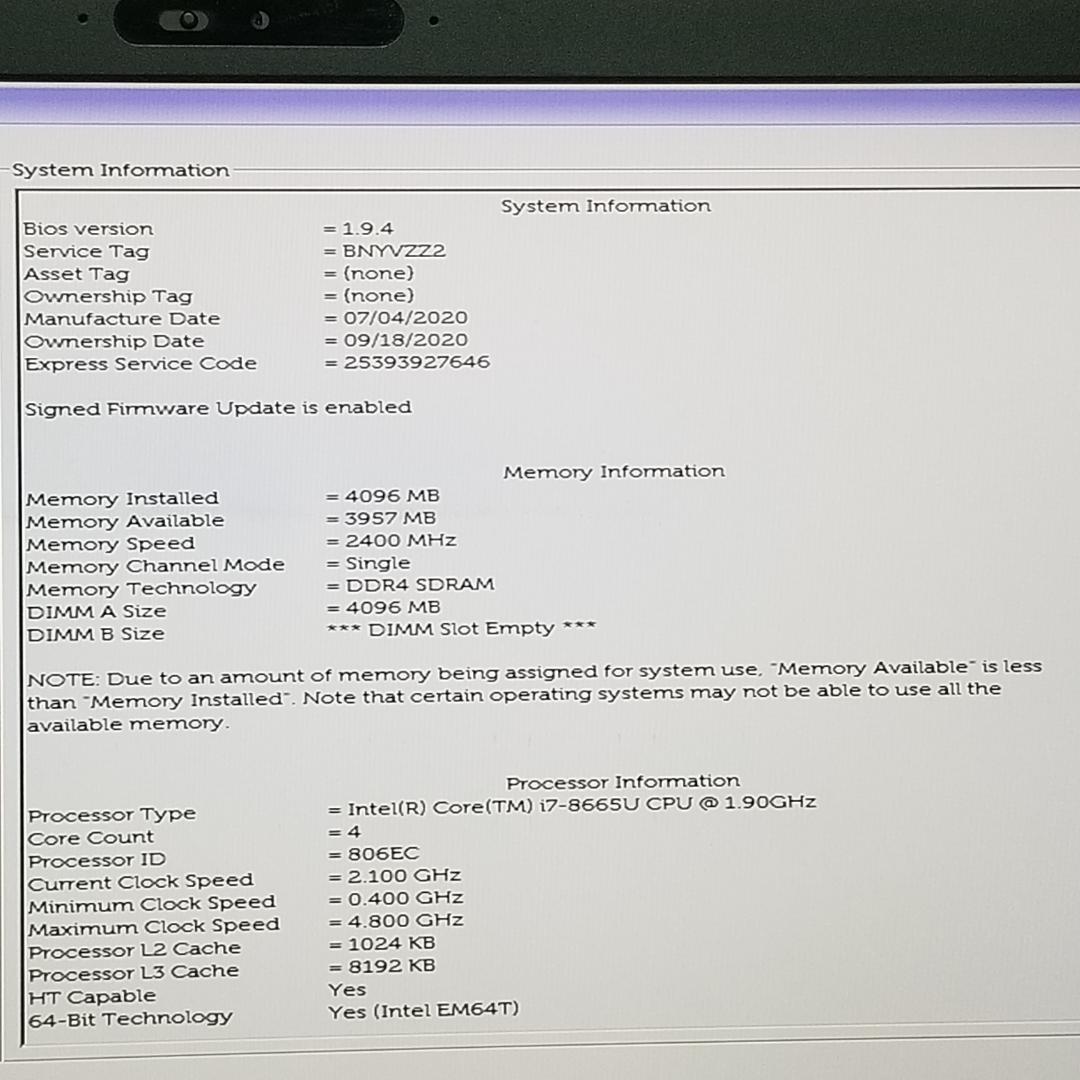 ジャンク品 DELL i7 ノートPCLatitude 5300（B1675）
