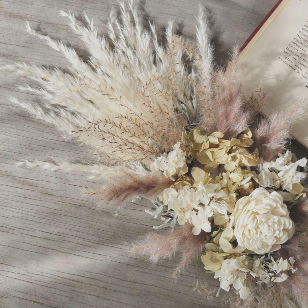 hi♡様ご確認ページ　ベージュとモカ　ドライフラワー横長スワッグ