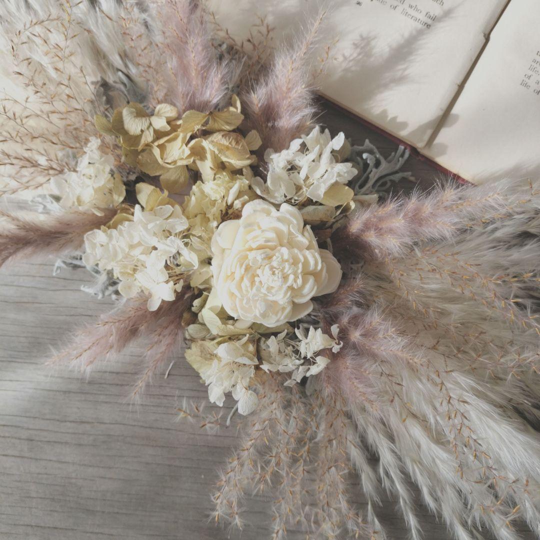 hi♡様ご確認ページ　ベージュとモカ　ドライフラワー横長スワッグ