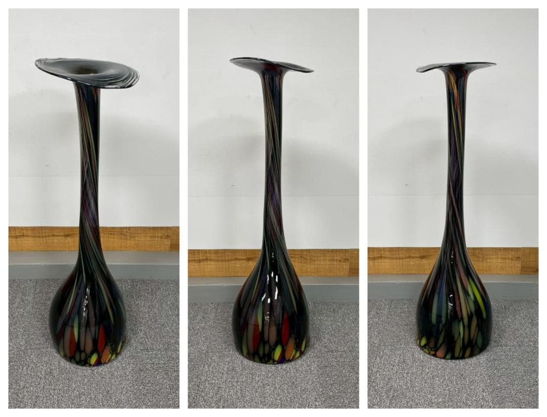 T8143☆展示品☆希少☆オーストリア☆大型アートガラス☆花瓶☆オーバーレイ