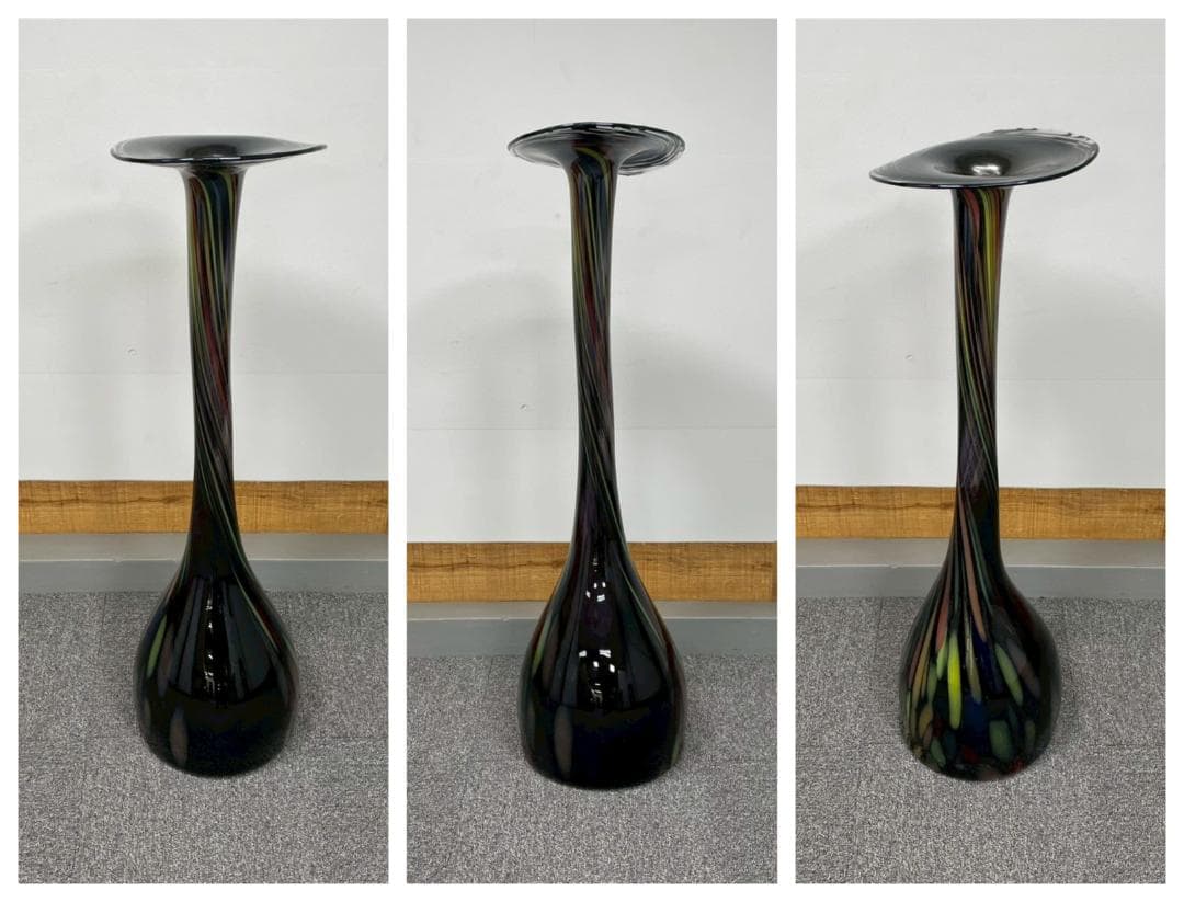 T8143☆展示品☆希少☆オーストリア☆大型アートガラス☆花瓶☆オーバーレイ